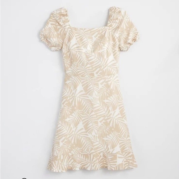 LOFT Palm Tie Back Flare Dress Size 4 - Picture 2 of 11